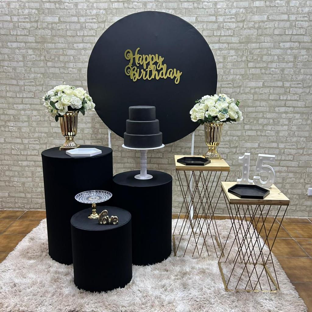 Alugue Tema Para Festa Decoração Preto Tecido ( Modelo 1 ) - Tallentos Decorações 