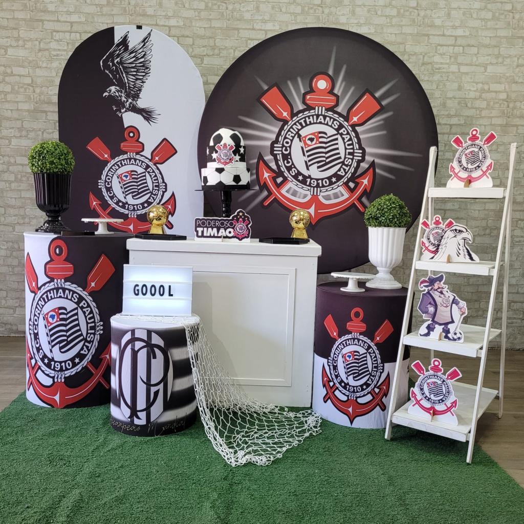 Alugue Tema Para Festa Decoração Corinthians Tecido ( Modelo 6 ) - Tallentos Decorações 