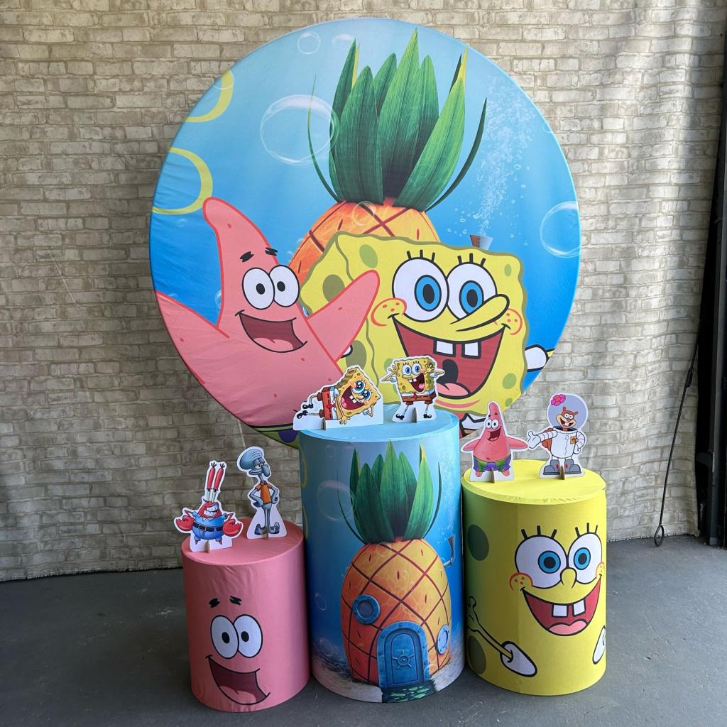 Alugue Tema Para Festa Decoração Bob Esponja Tecido ( Modelo 1 ) - Tallentos Decorações 