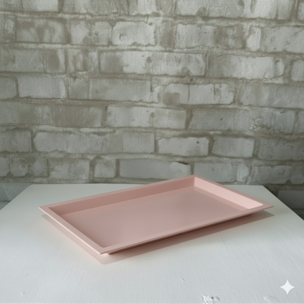 Alugue Bandeja Retangular Rosa Bebê - Rosa - Tallentos Decorações 