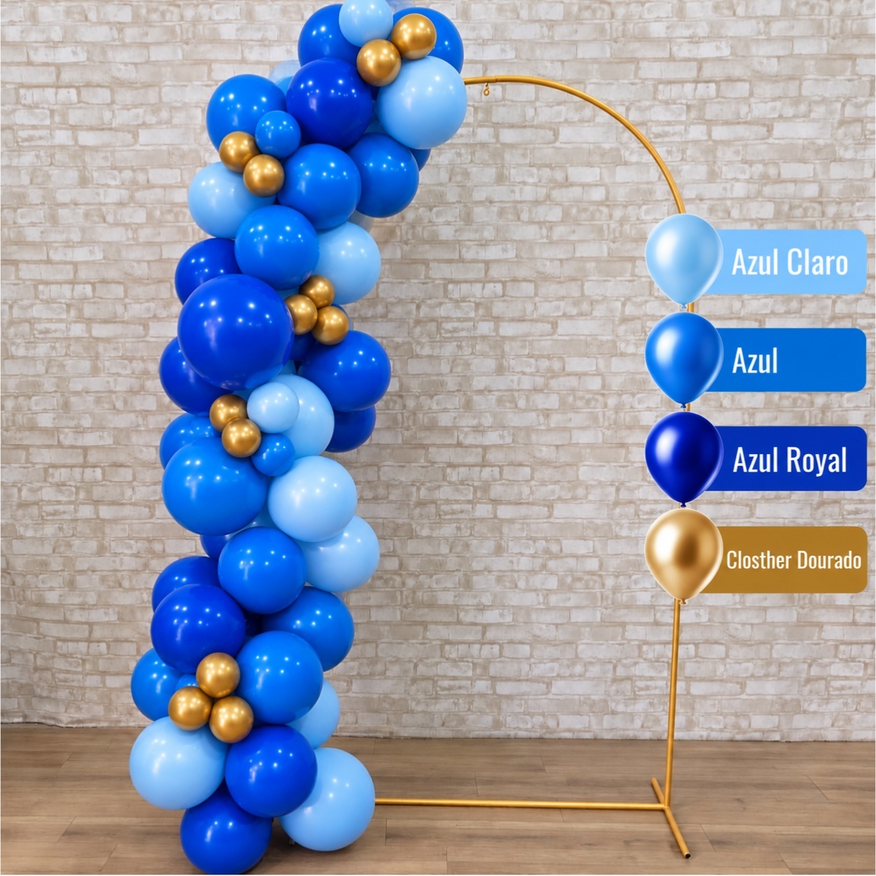 Arco de Balão Pronto Com 2 Metros Happy Tons de Azul - Tallentos Decorações 