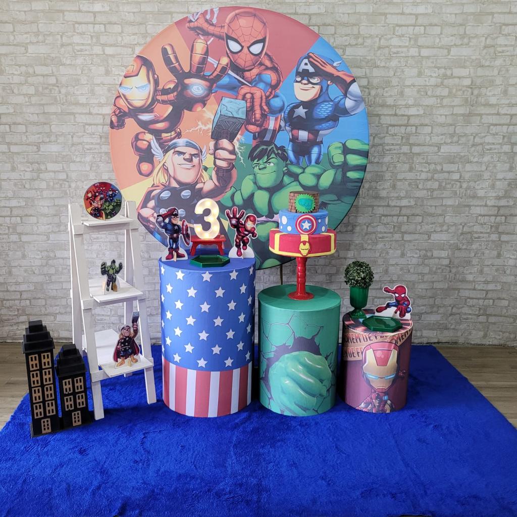 Alugue Tema Para Festa Decoração Vingadores Baby Tecido ( Modelo 2 ) - Tallentos Decorações 