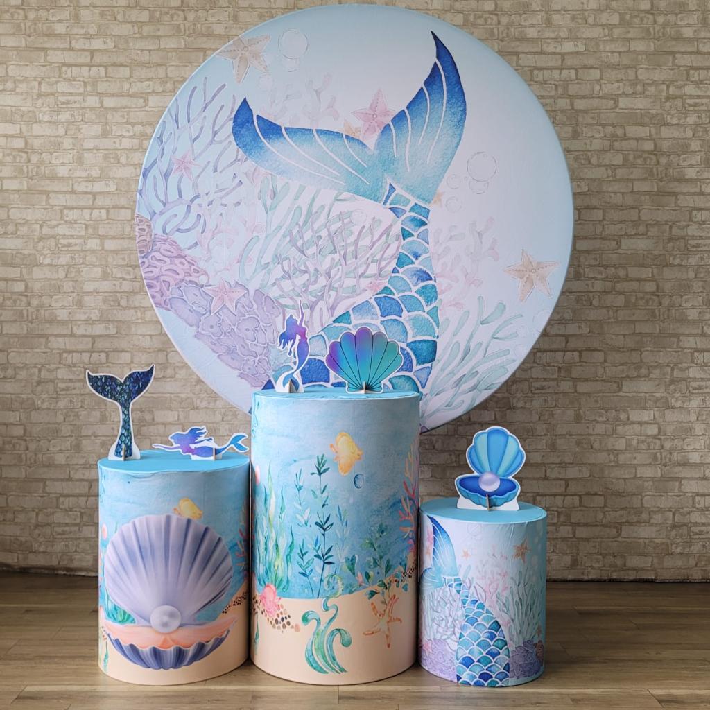 Alugue Tema Para Festa Decoração Sereia Tecido ( Modelo 2 ) - Tallentos Decorações 