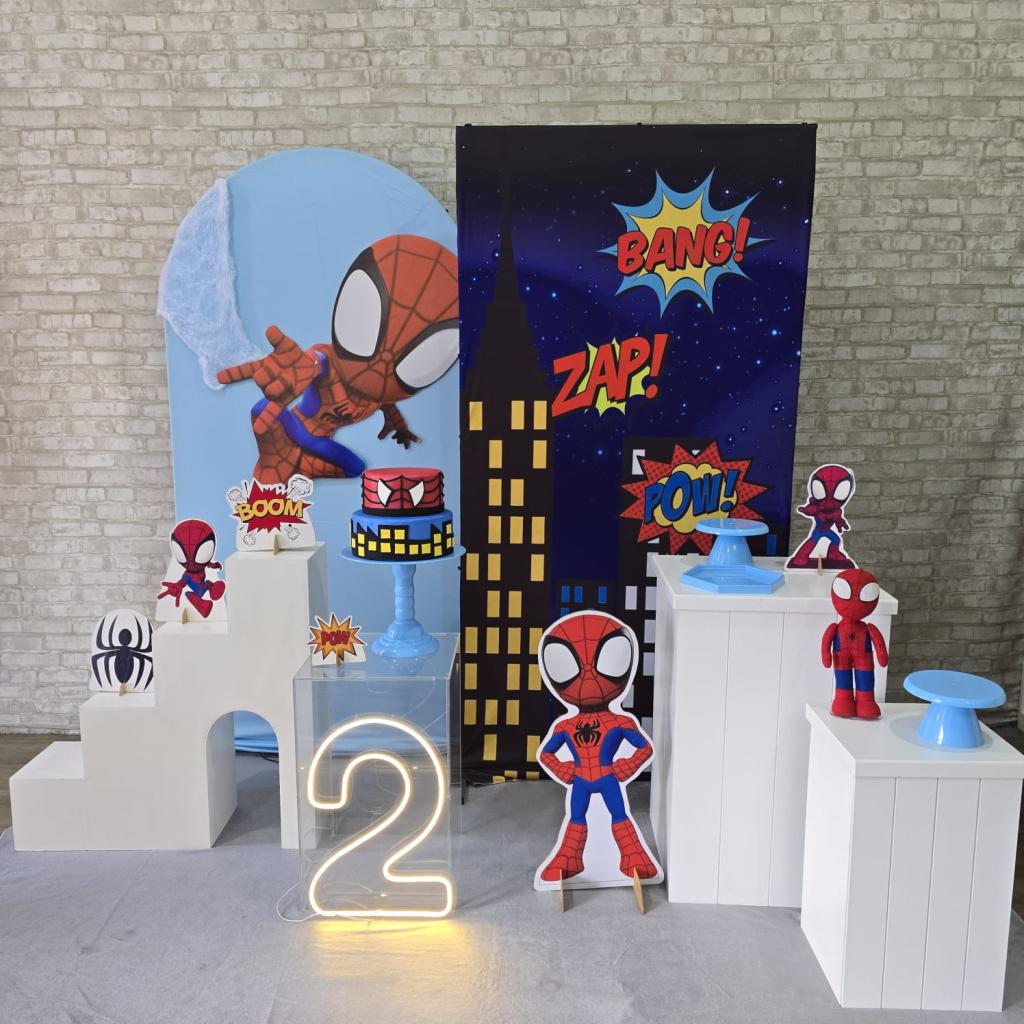 Alugue Tema Para Festa Decoração Spidey E Seus Amigos Tecido ( Modelo 4 ) - Tallentos Decorações 