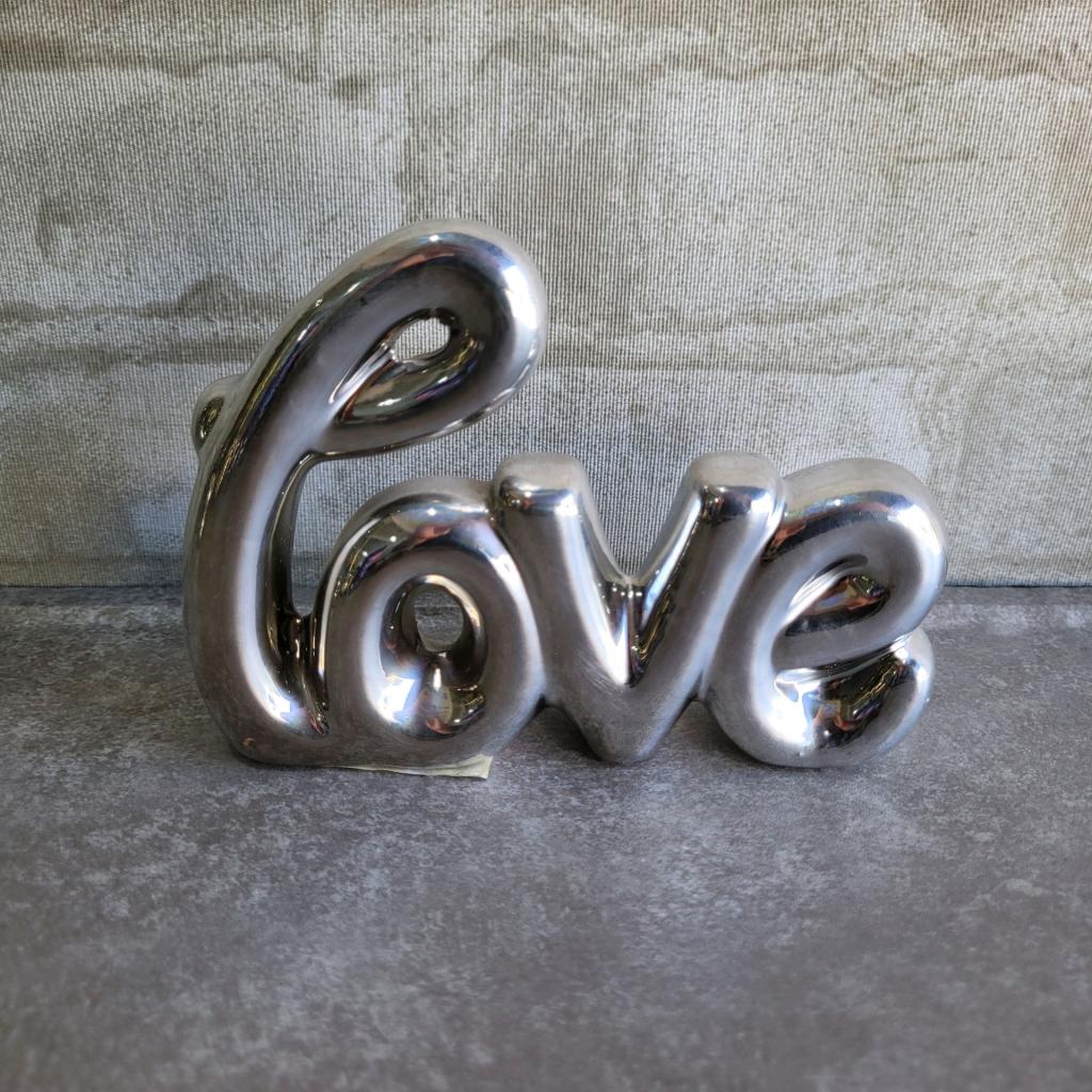 Enfeite Decorativo Love Porcelana - Prata - Dourado - Tallentos Decorações 