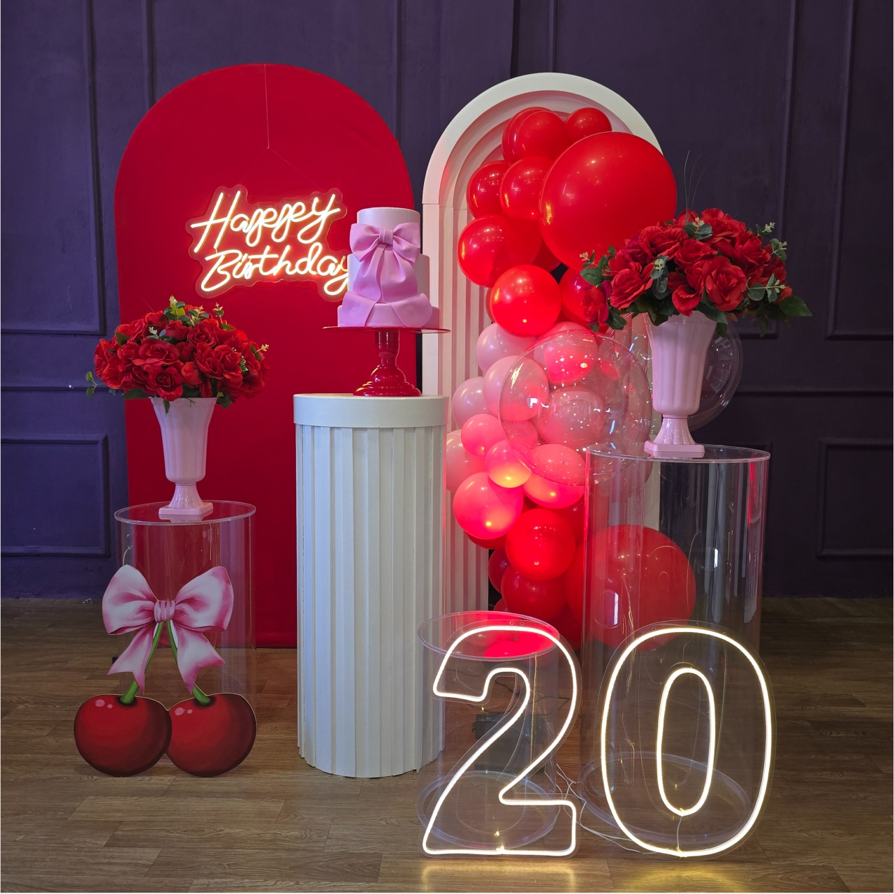 Alugue Tema Para Festa Decoração Cereja 5 - Tallentos Decorações 