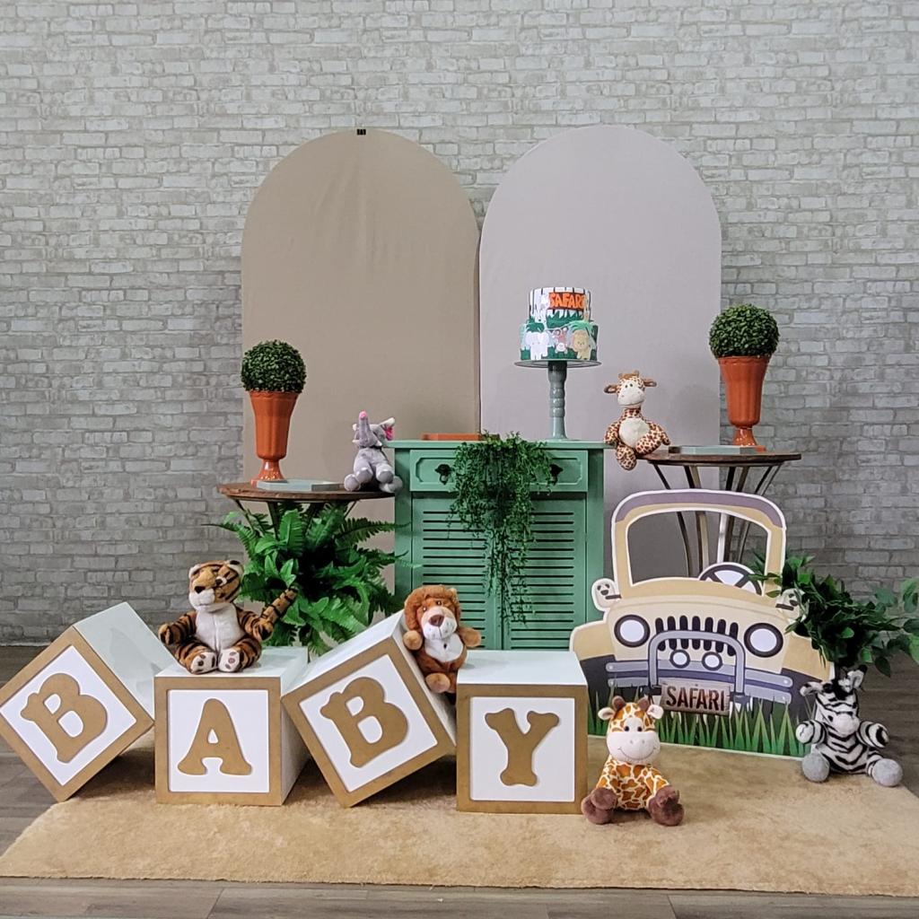 Alugue Tema Para Festa Decoração Safari Tecido ( Modelo 7 ) - Tallentos Decorações 