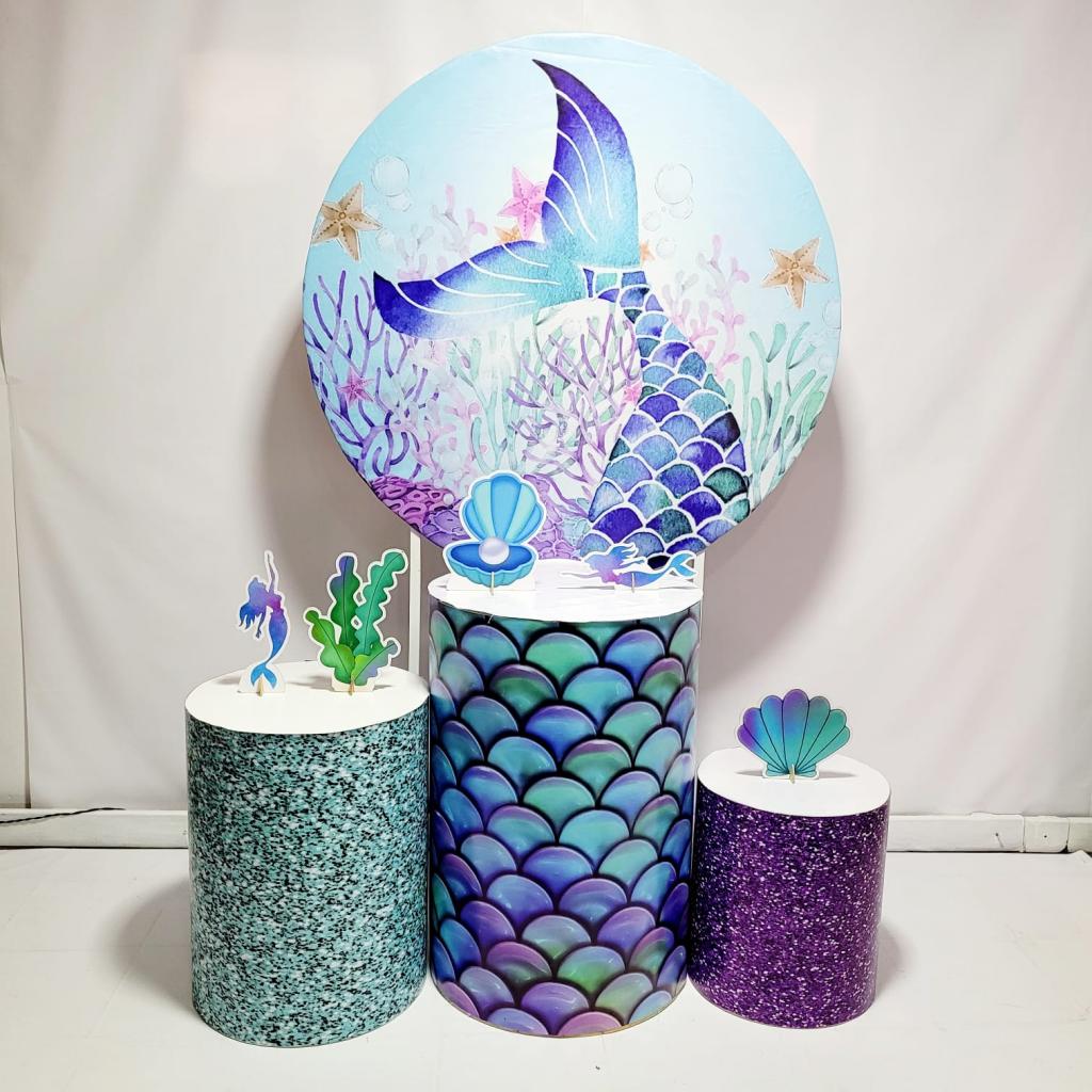 Alugue Tema Para Festa Decoração Sereia Banner ( Modelo 1 ) - Tallentos Decorações 