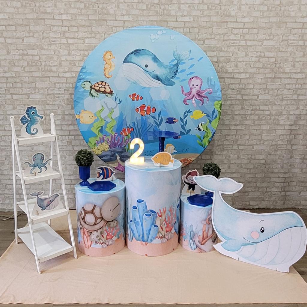Alugue Tema Para Festa Decoração Fundo Do Mar Menino Tecido ( Modelo 1 ) - Tallentos Decorações 