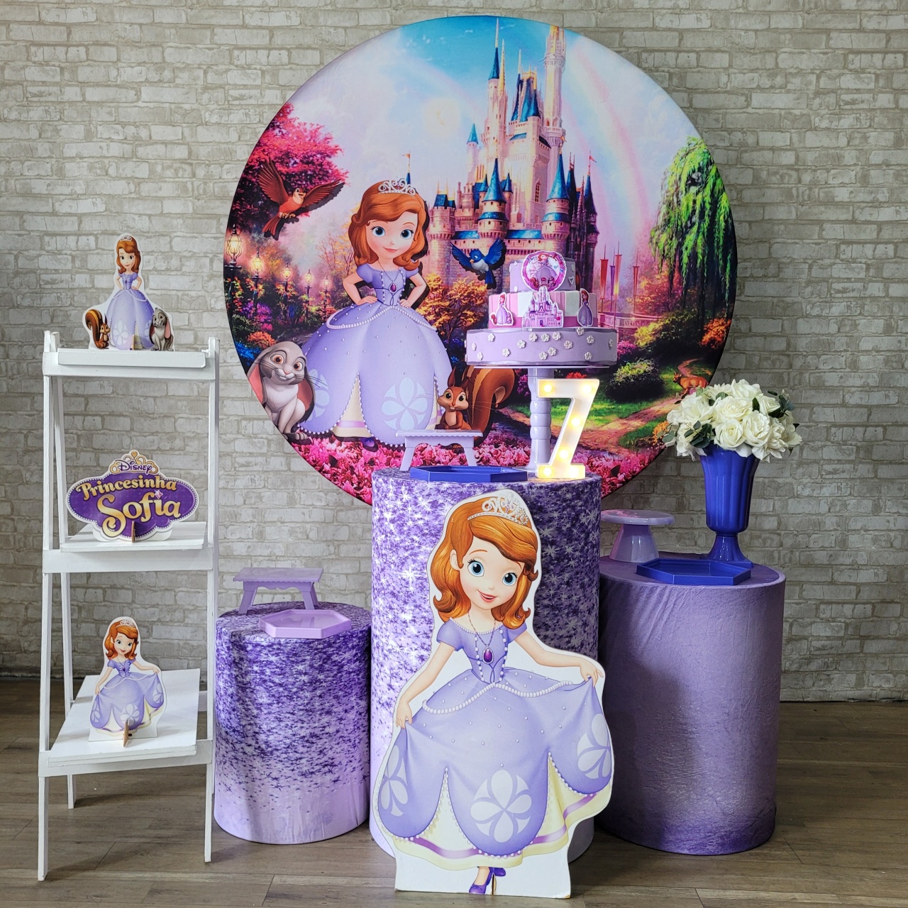 Alugue Tema Para Festa Decoração Princesa Sofia Tecido ( Modelo 2 ) - Tallentos Decorações 