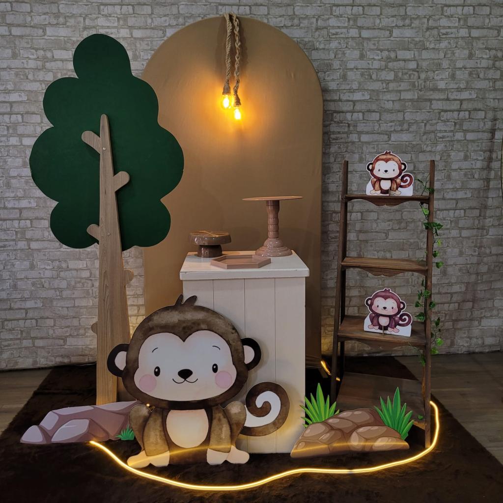 Alugue Tema Para Festa Decoração Macaquinho Tecido - Tallentos Decorações 