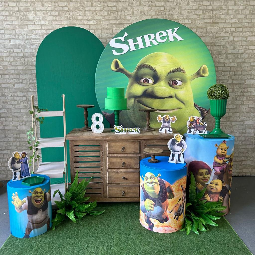 Alugue Tema Para Festa Decoração Shrek Tecido ( Modelo 3 ) - Tallentos Decorações 