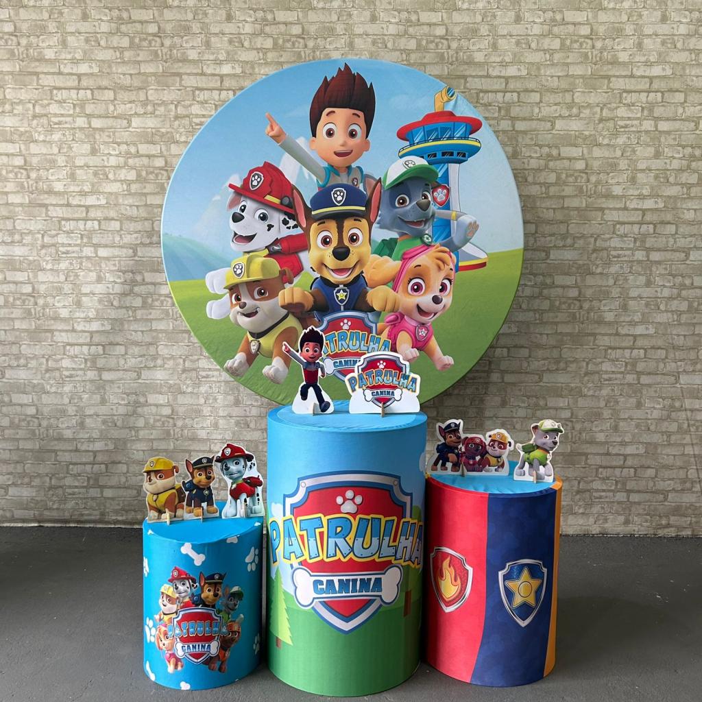 Alugue Tema Para Festa Decoração Patrulha Canina Tecido ( Modelo 1 ) - Tallentos Decorações 