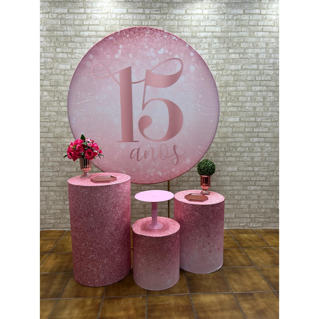 Alugue Tema Para Festa Decoração Rosa Tecido ( Modelo 1 ) - Tallentos Decorações 