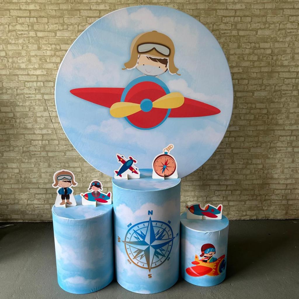 Alugue Tema Para Festa Decoração Menino Aviador Tecido ( Modelo 1 ) - Tallentos Decorações 