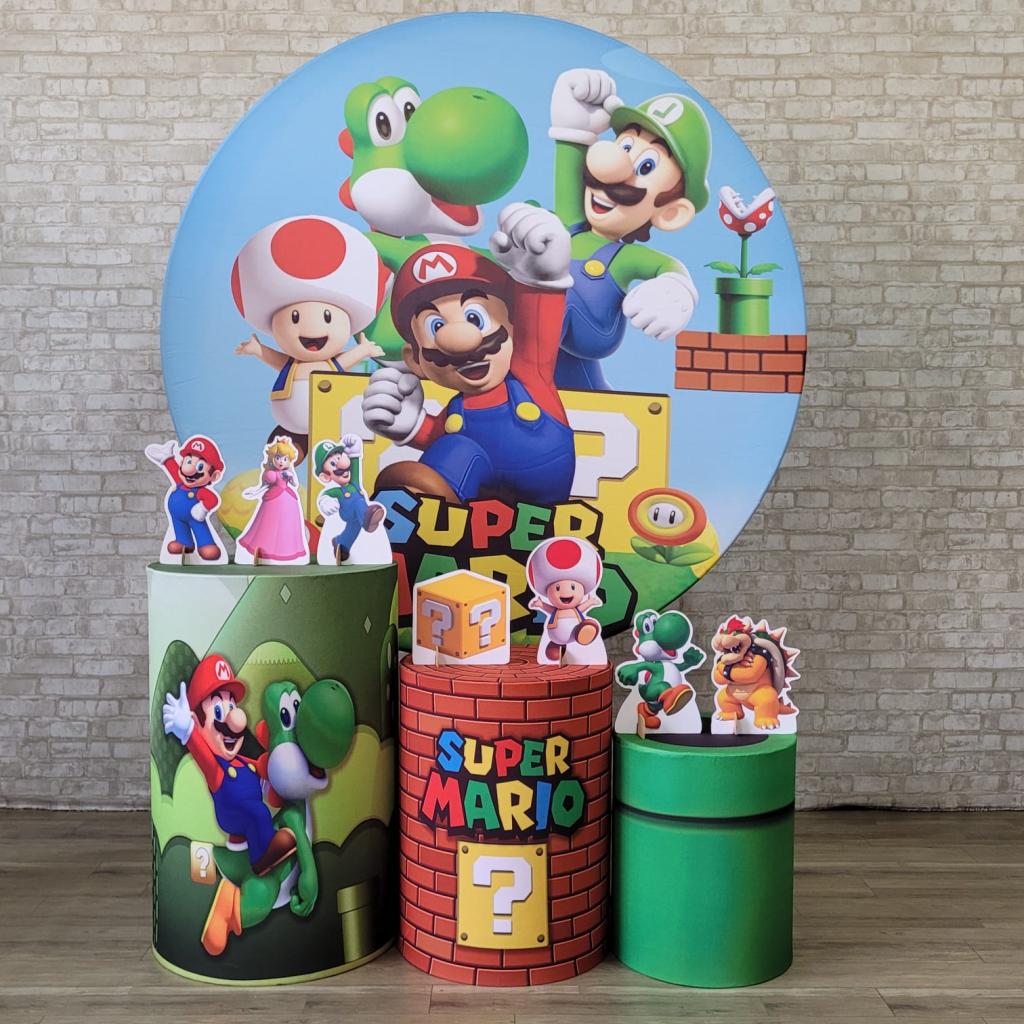 Alugue Tema Para Festa Decoração Mario Tecido ( Modelo 1 ) - Tallentos Decorações 