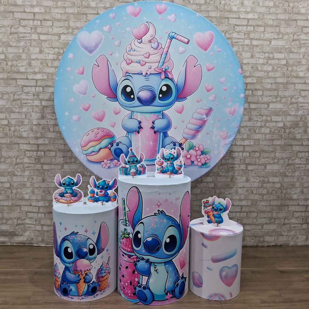 Alugue Tema Para Festa Decoração Lilo Stitch Doce Tecido ( Modelo 1 ) - Tallentos Decorações 