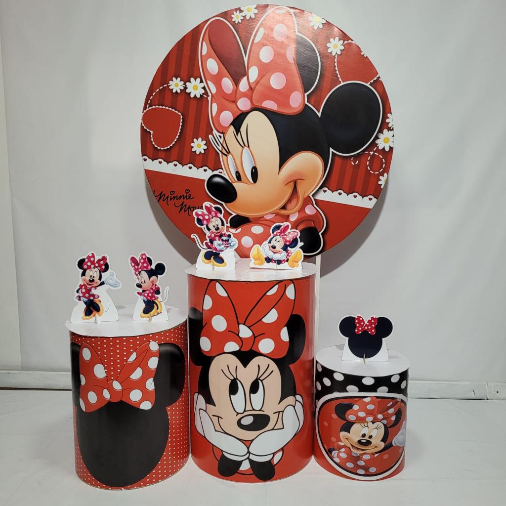 Alugue Tema Para Festa Decoração Minnie Vermelha Banner ( Modelo 1 ) - Vermelho - Tallentos Decorações 
