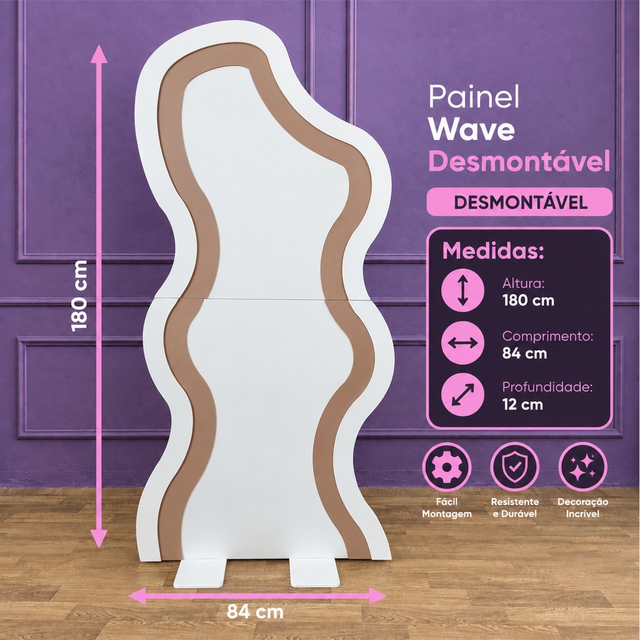 Alugue Painel Wave Branco Nude - Tallentos Decorações 