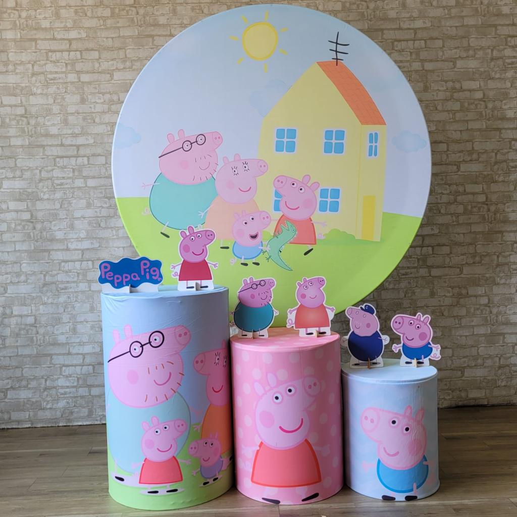 Alugue Tema Para Festa Decoração Peppa Pig Tecido ( Modelo 2 ) - Tallentos Decorações 