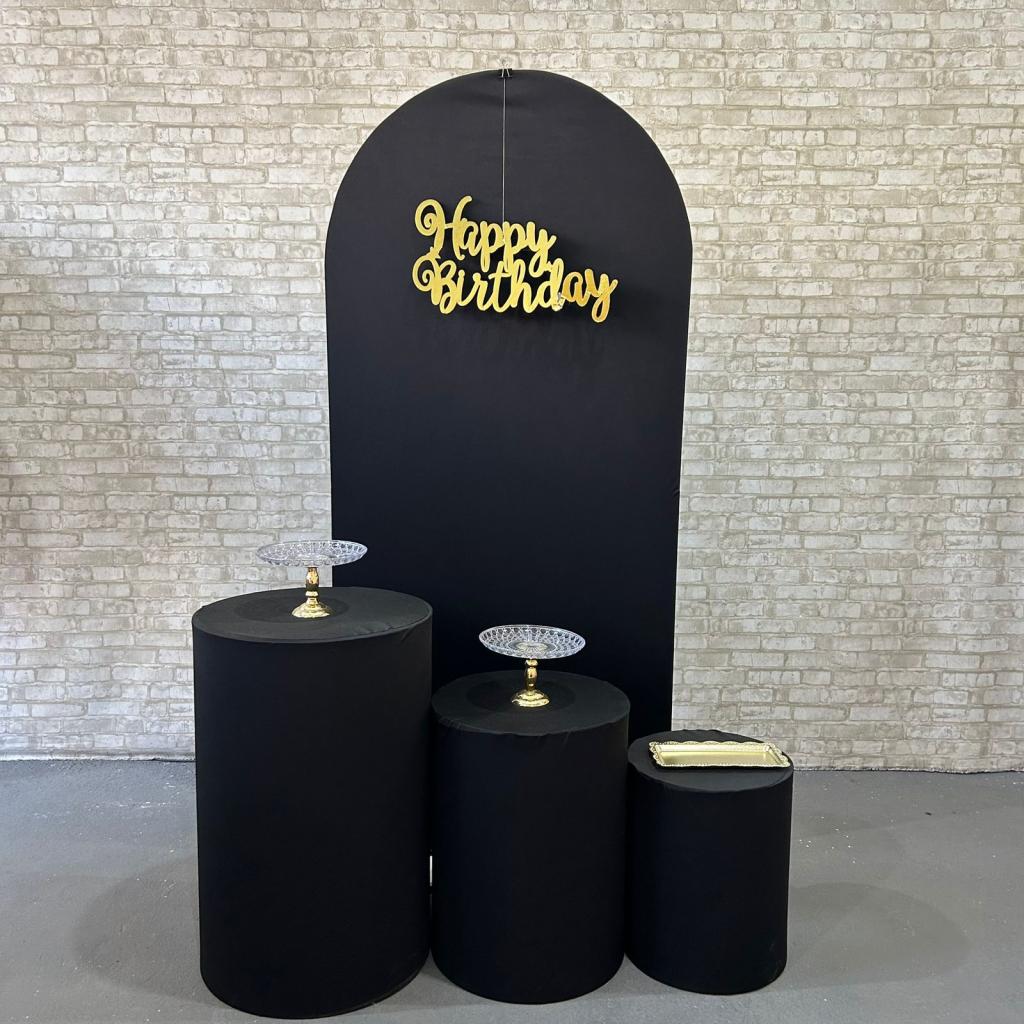 Alugue Tema Para Festa Decoração Happy Preto Tecido ( Modelo 3 ) - Tallentos Decorações 