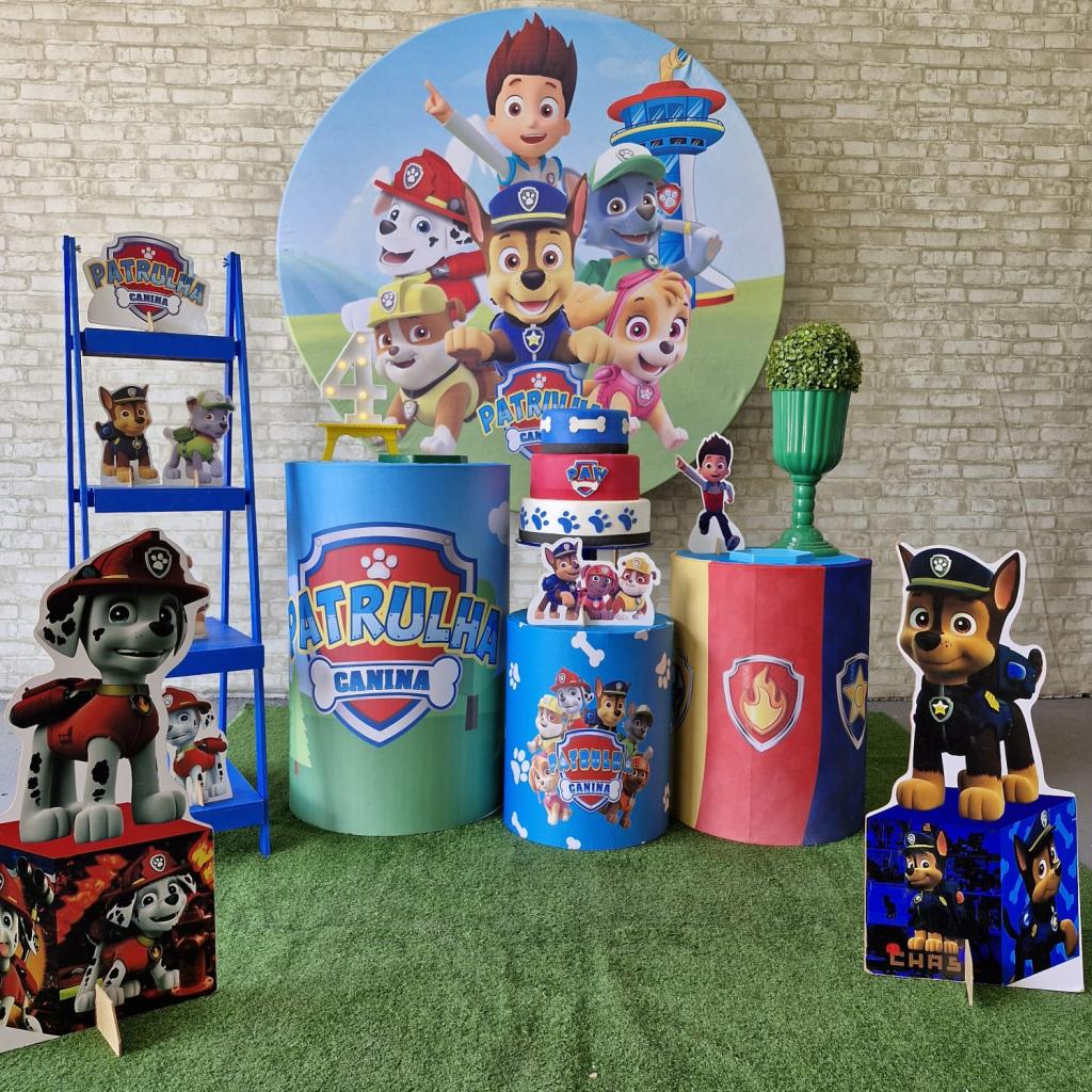 Alugue Tema Para Festa Decoração Patrulha Canina Tecido ( Modelo 2 ) - Tallentos Decorações 
