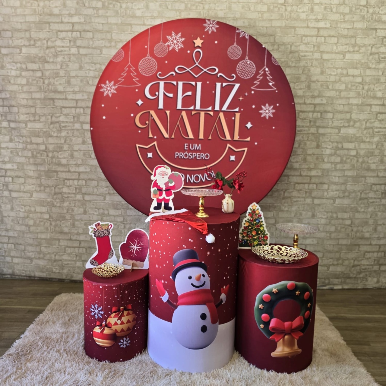 Alugue Tema Para Festa Decoração Natal Tecido ( Modelo 17 ) - Tallentos Decorações 