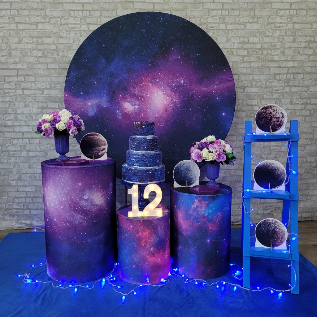 Alugue Tema Para Festa Decoração Galaxia Tecido ( Modelo 2 ) - Tallentos Decorações 