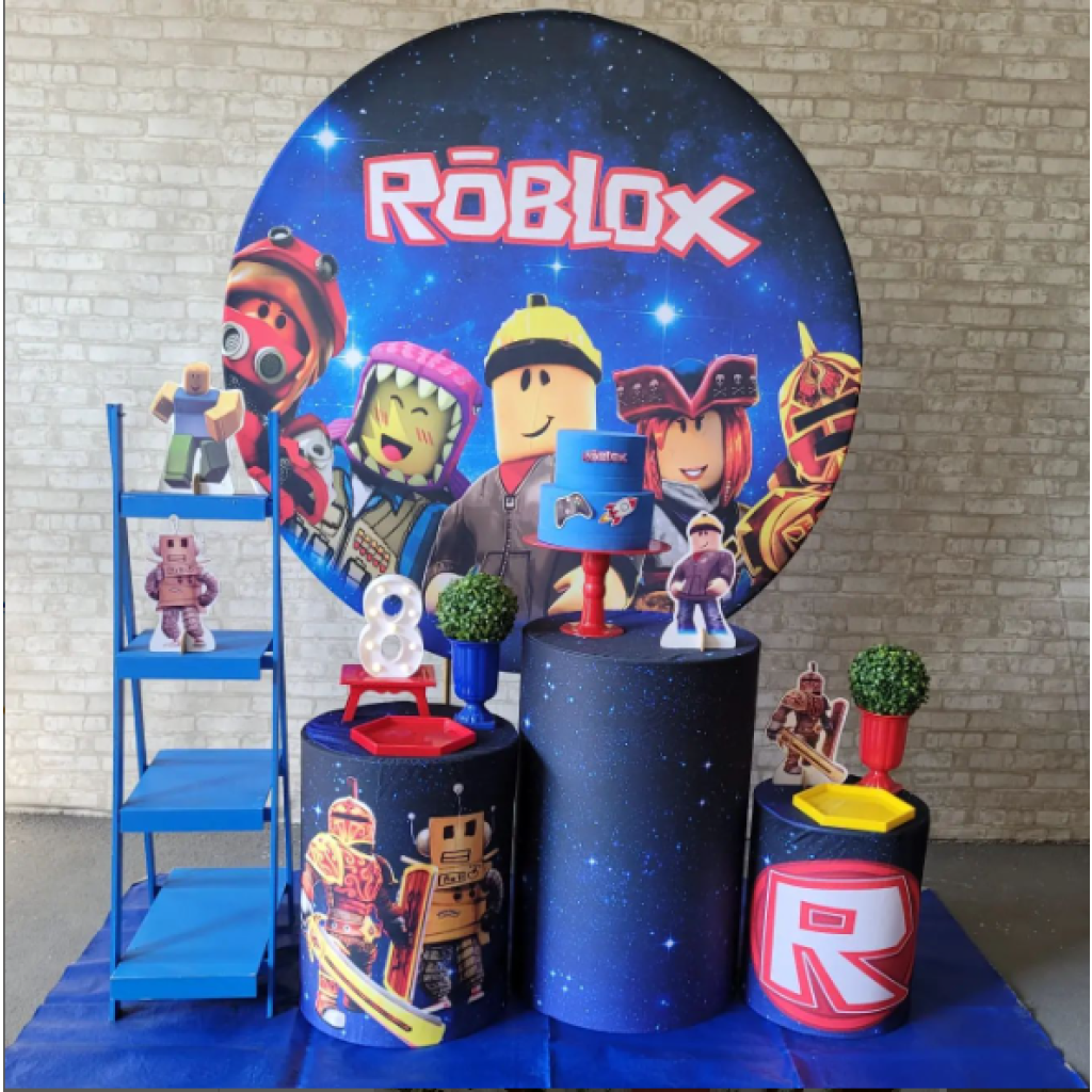 Alugue Tema Para Festa Decoração Roblox Tecido ( Modelo 2 ) - Tallentos Decorações 