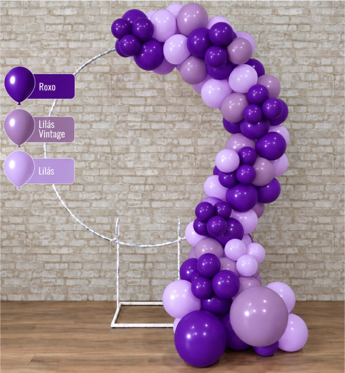 Arco de Balão Pronto Com 3 Metros Roxo E Lilás - Tallentos Decorações 