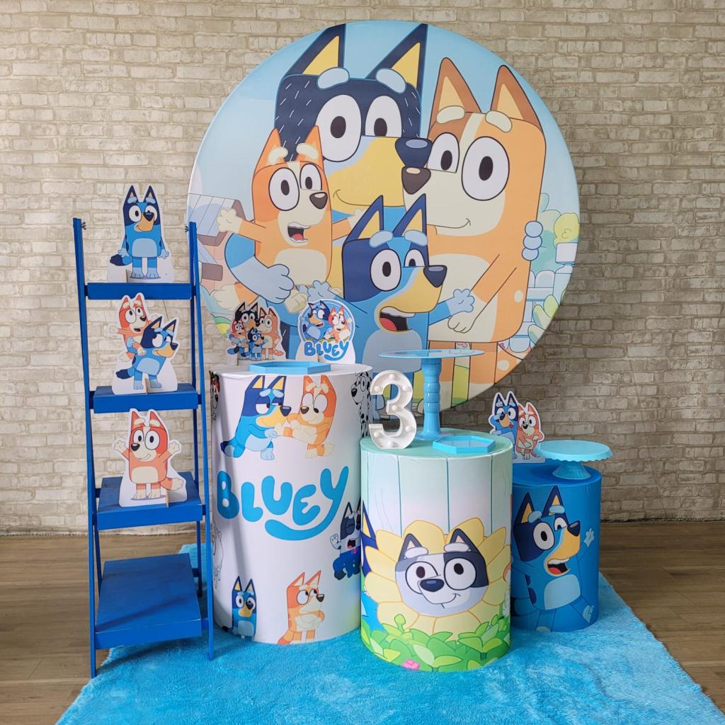 Alugue Tema Para Festa Decoração Bluey Tecido ( Modelo 2 ) - Tallentos Decorações 