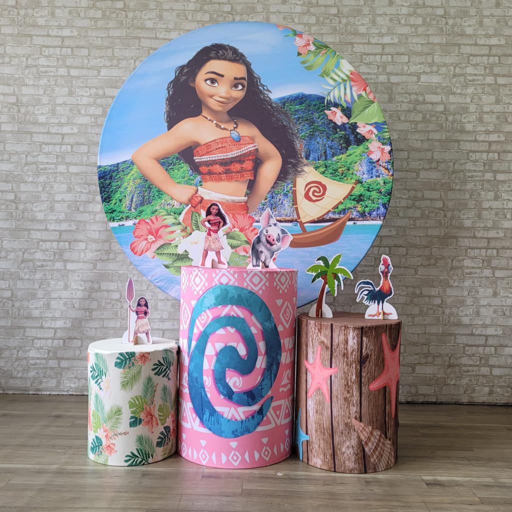 Alugue Tema Para Festa Decoração Moana Tecido ( Modelo 2 ) - Tallentos Decorações 