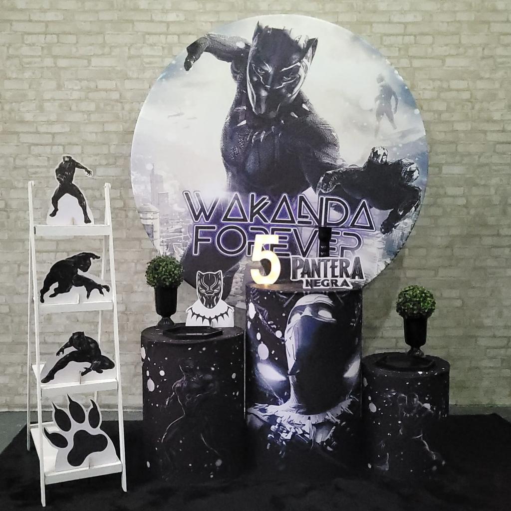 Alugue Tema Para Festa Decoração Pantera Negra Tecido ( Modelo 2 ) - Tallentos Decorações 