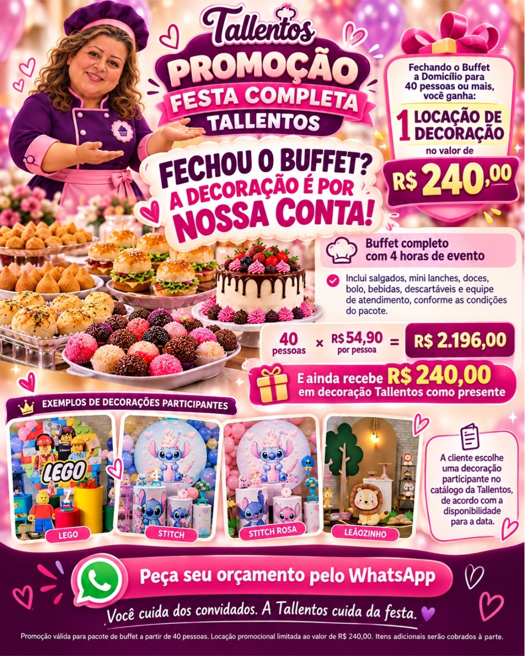 Tallentos Serviço de Buffet A Domicílio Para 40 Pessoas - Tallentos Decorações 