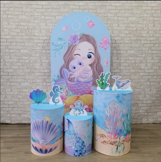 Alugue Tema Para Festa Decoração Sereia Tecido ( Modelo 3)  - Tallentos Decorações 