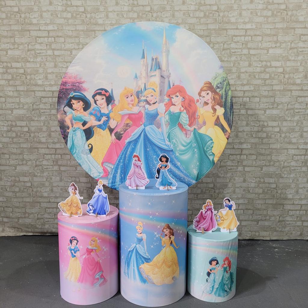 Alugue Tema Para Festa Decoração Princesas Tecido ( Modelo 2 ) - Tallentos Decorações 