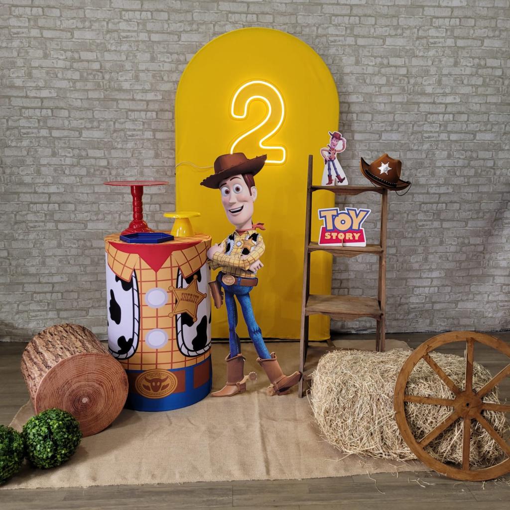 Alugue Tema Para Festa Decoração Woody Toy Story Modelo Personalizado Tecido - Tallentos Decorações 