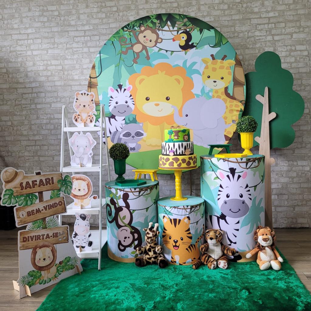 Alugue Tema Para Festa Decoração Safari Tecido ( Modelo 2 ) - Tallentos Decorações 