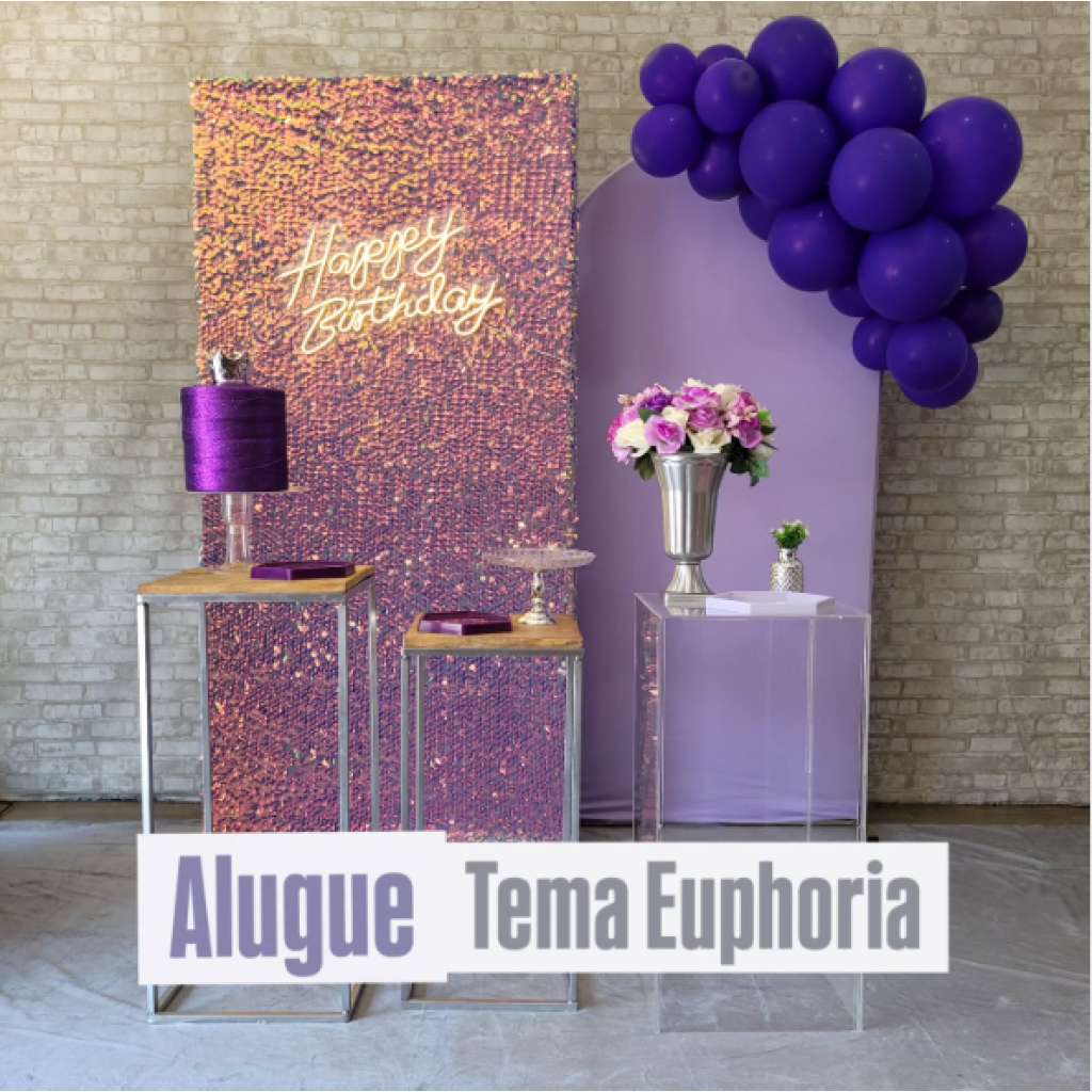 Alugue Tema Para Festa Decoração Euphoria Tecido ( Modelo 7 ) Acompanha Balão - Tallentos Decorações 