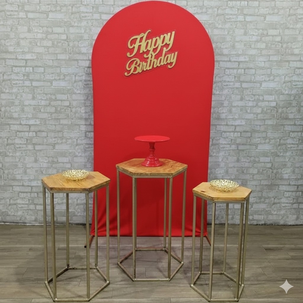 Alugue Tema Para Festa Decoração Happy Vermelho Tecido ( Modelo 1 ) - Tallentos Decorações 