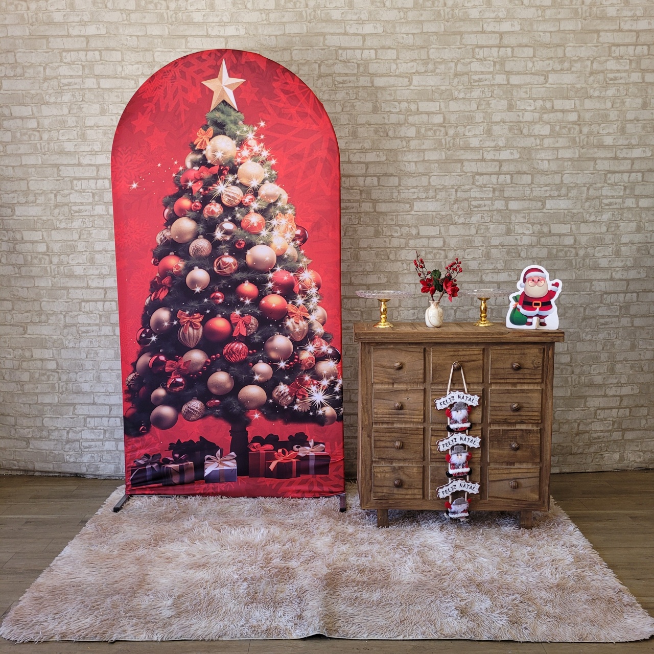 Alugue Tema Para Festa Decoração Natal Tecido ( Modelo 1 ) - Tallentos Decorações 