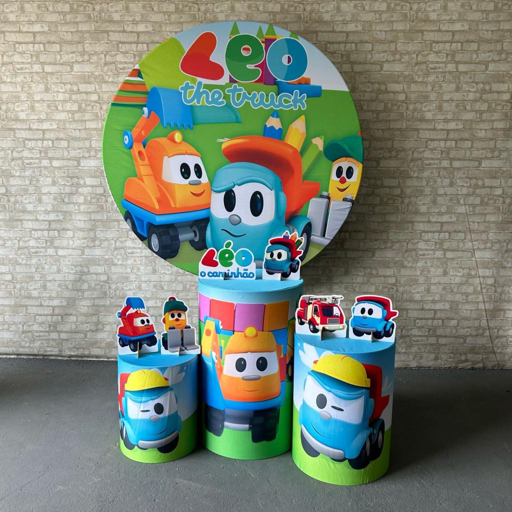Alugue Tema Para Festa Decoração Leo Caminhão Tecido ( Modelo 1 ) - Tallentos Decorações 