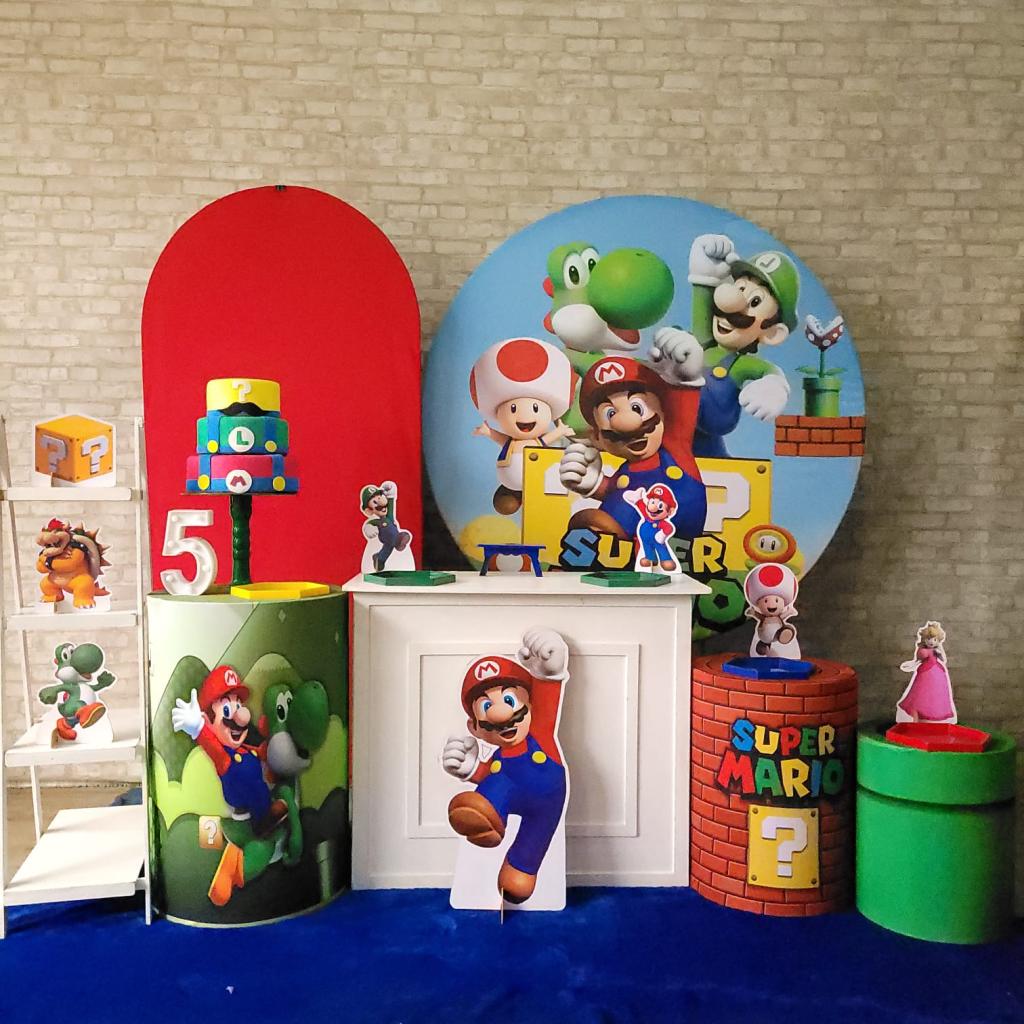 Alugue Tema Para Festa Decoração Mario Tecido ( Modelo 3 ) - Tallentos Decorações 