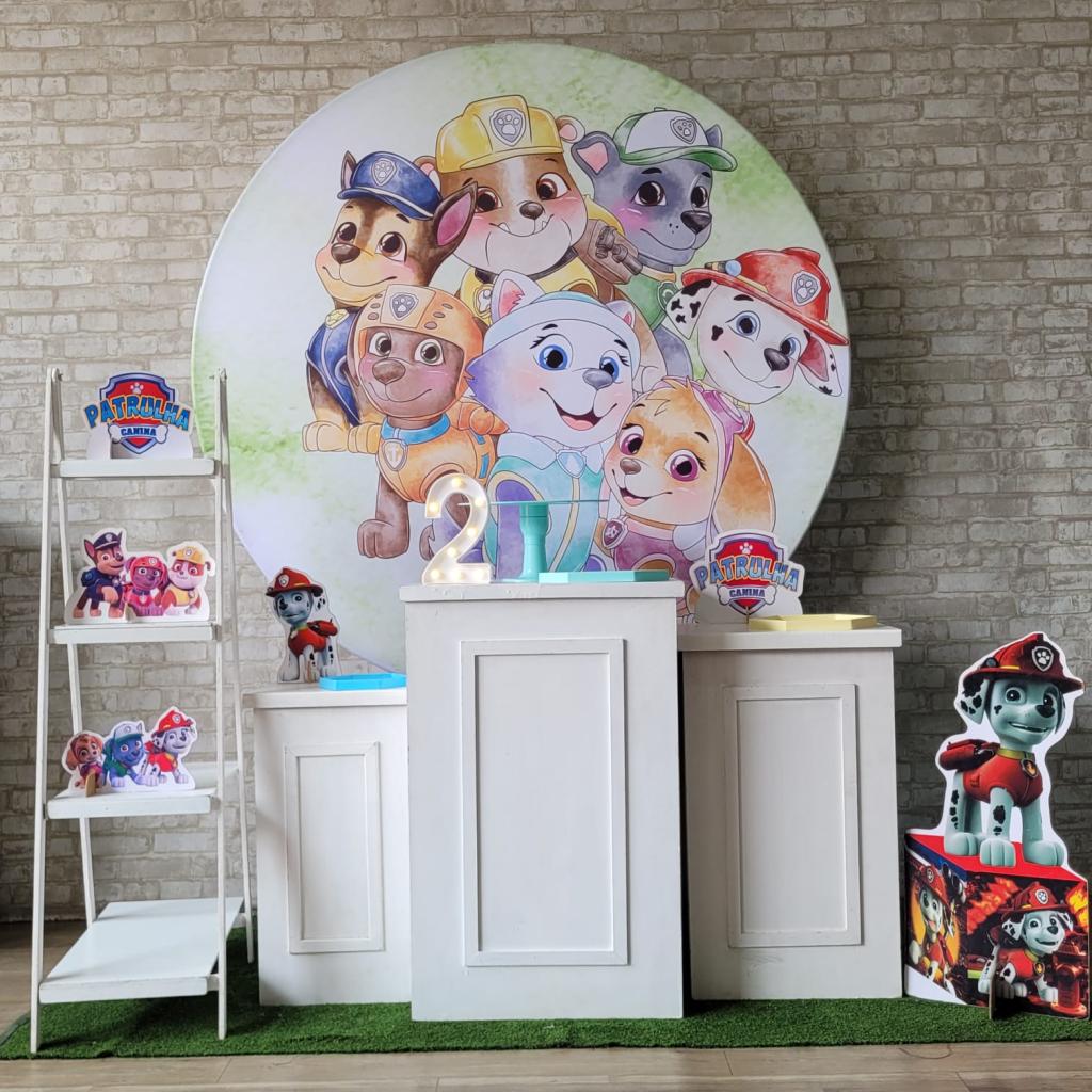 Alugue Tema Para Festa Decoração Patrulha Canina Candy Color Tecido ( Modelo 2 ) - Tallentos Decorações 