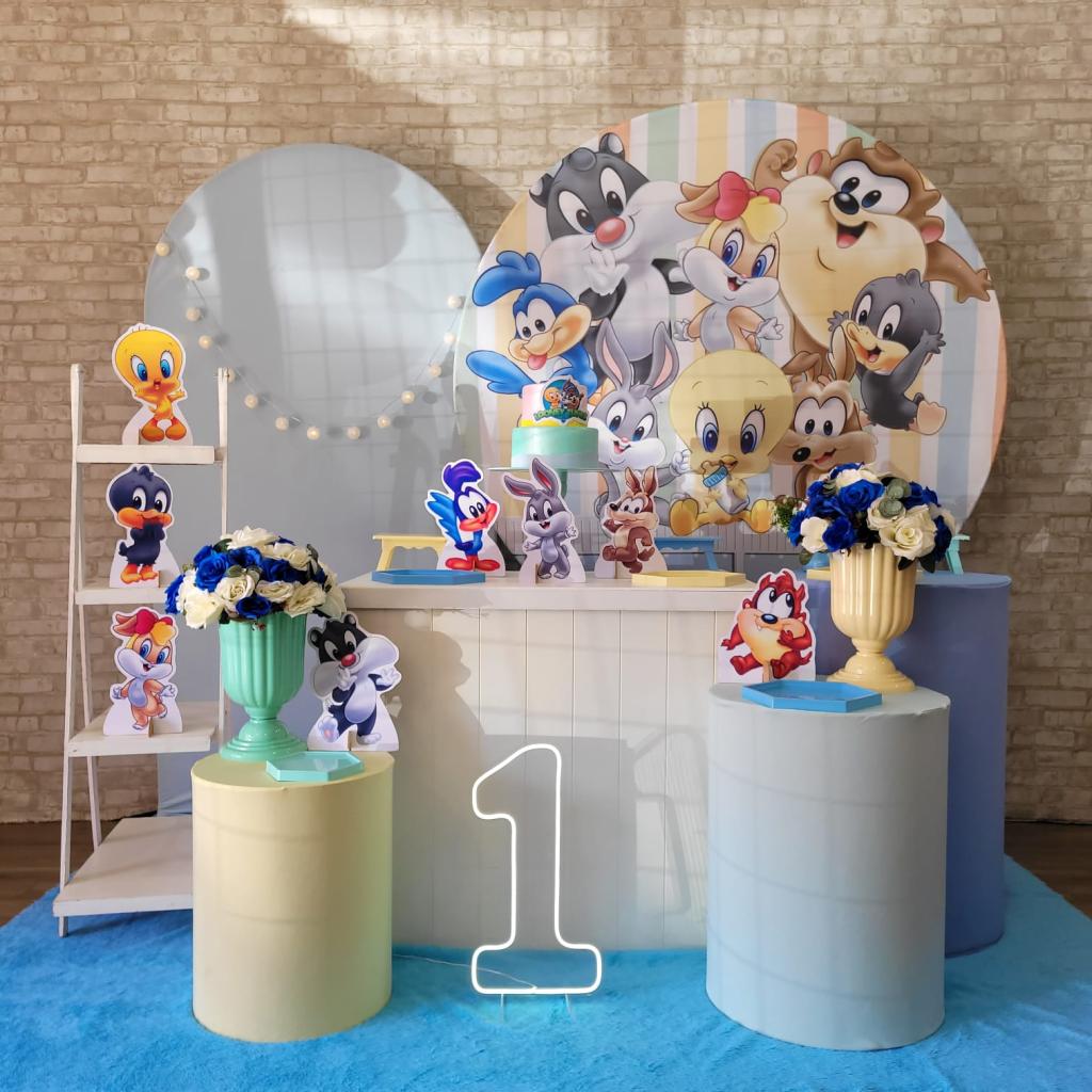 Alugue Tema Para Festa Decoração Looney Tunes Tecido ( Modelo 3 ) - Tallentos Decorações 