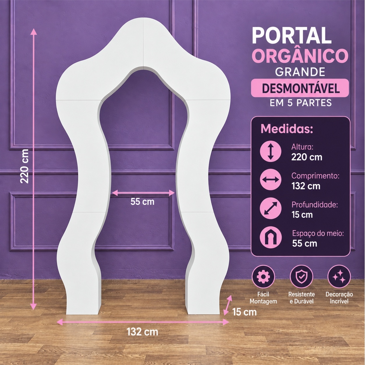 Alugue Painel Portal Orgânico Branco - Tallentos Decorações 