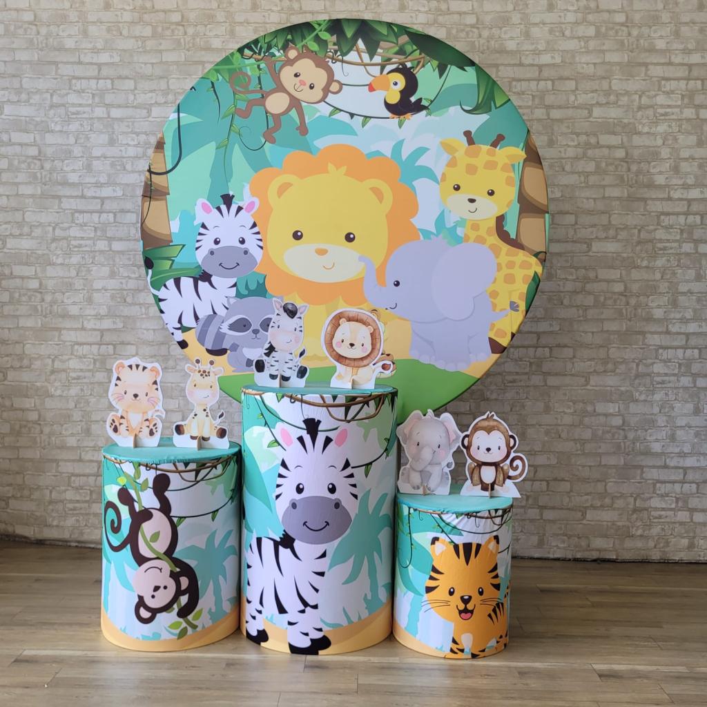 Alugue Tema Para Festa Decoração Safari Tecido ( Modelo 1 ) - Tallentos Decorações 