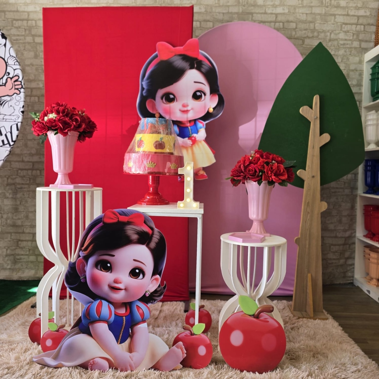Alugue Tema Para Festa Decoração Branca de Neve Baby Tecido ( Modelo 3 ) - Tallentos Decorações 