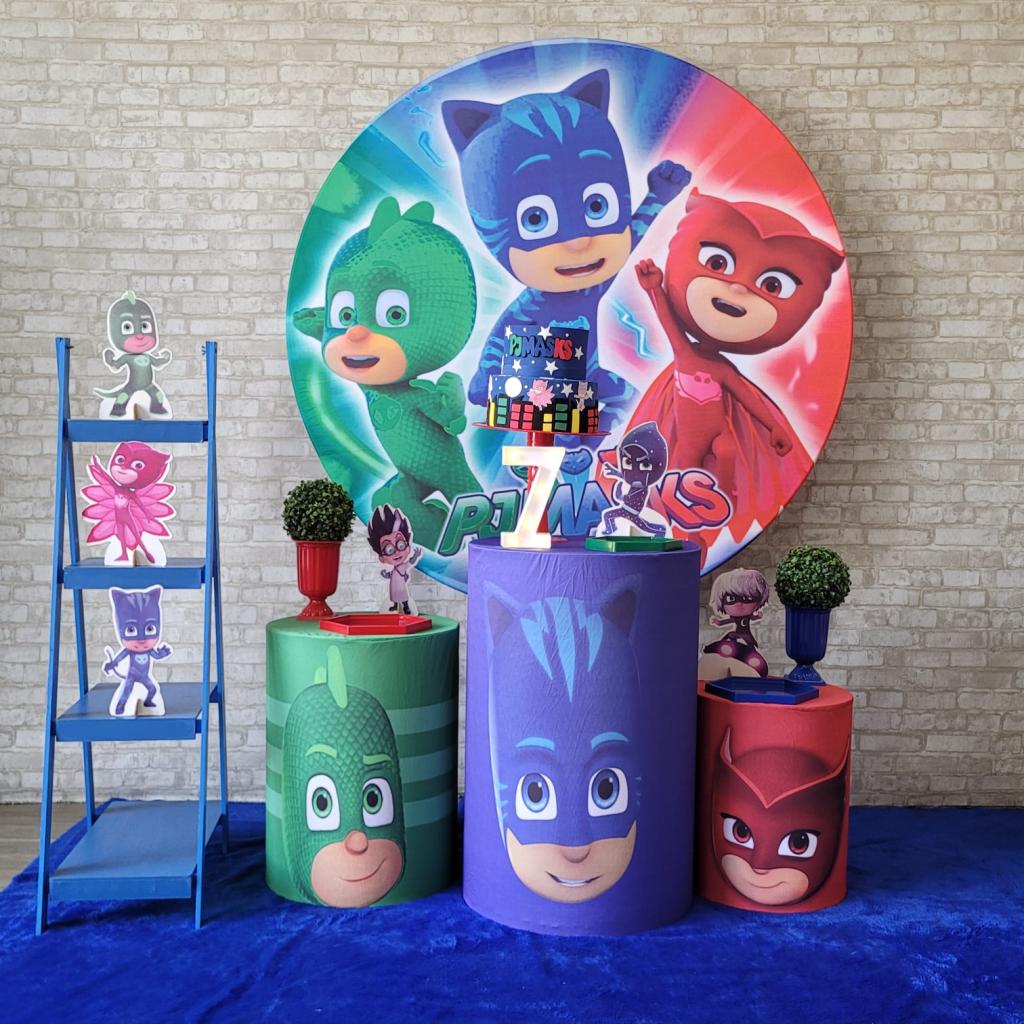 Alugue Tema Para Festa Decoração Pj Masks Tecido ( Modelo 2 ) - Tallentos Decorações 