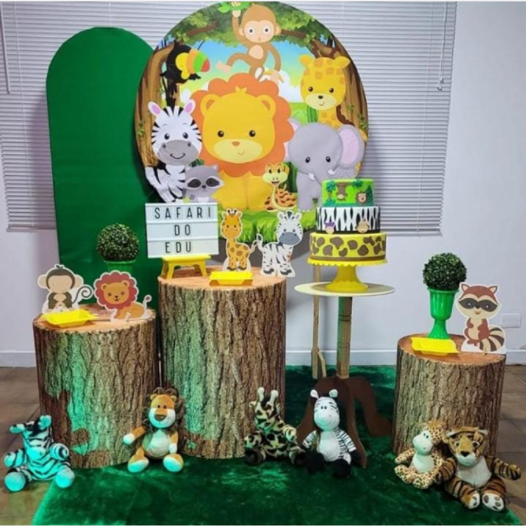 Alugue Tema Para Festa Decoração Safari Tecido ( Modelo 3 ) - Tallentos Decorações 